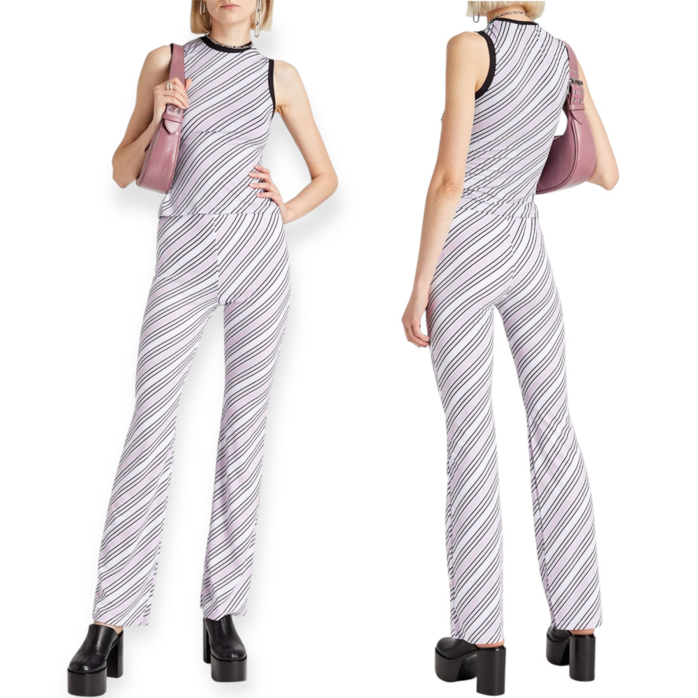 Maisie Wilen Contender Striped Jersey Flared Pants Lilac Size XS fits Small NWT